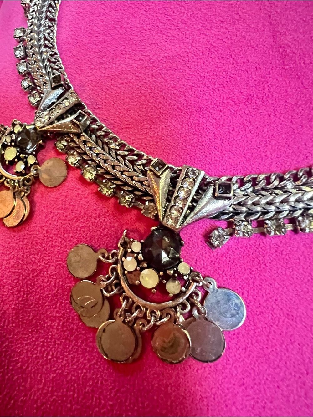Silver-Tone Coin Cluster Statement Necklace - Women Jewelry - Picture 6 of 10